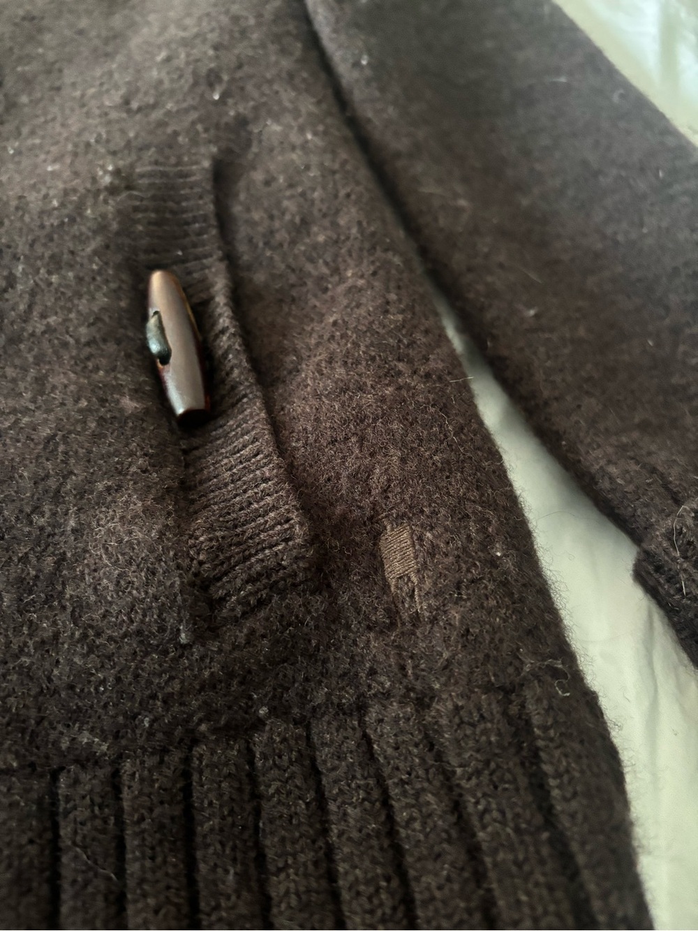 100% Wool Smartwool Hooded Toggle Coatigan - Dark Brown - Picture 5 of 10
